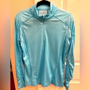 Danskin‎ Now | Blue Semi-Fitted Striped Quarter zip Top. Size XL